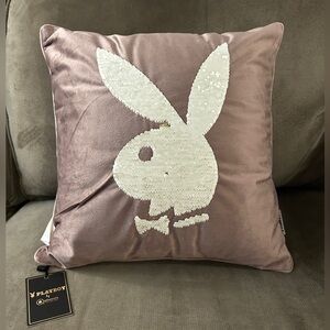 NWT PLAYBOY Y2K Sequin Pillow Lilac Purple Playboy Bunny White Gold Flip Sequins